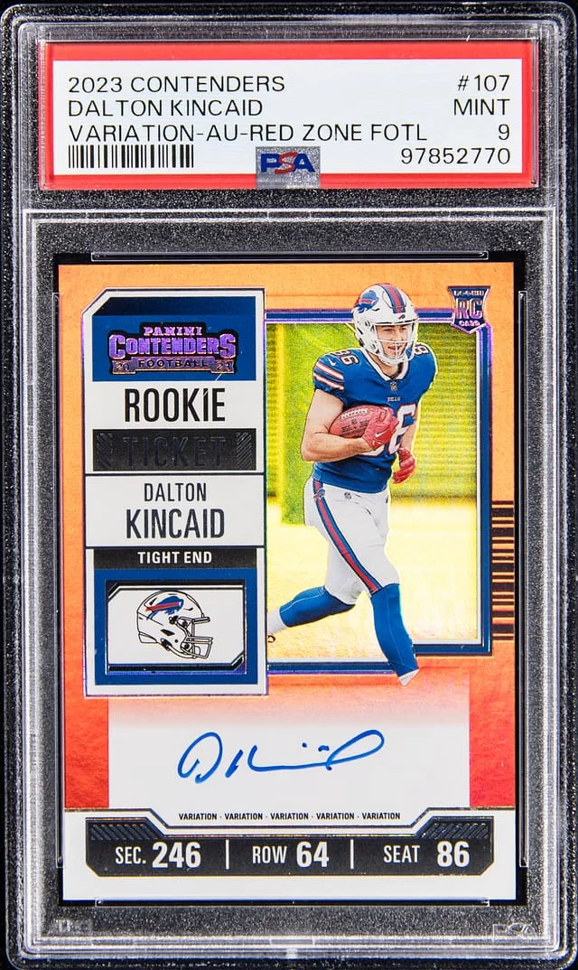 2023 Panini Contenders Dalton Kincaid Variation Autograph Opening Kickoff Ticket #107 card image