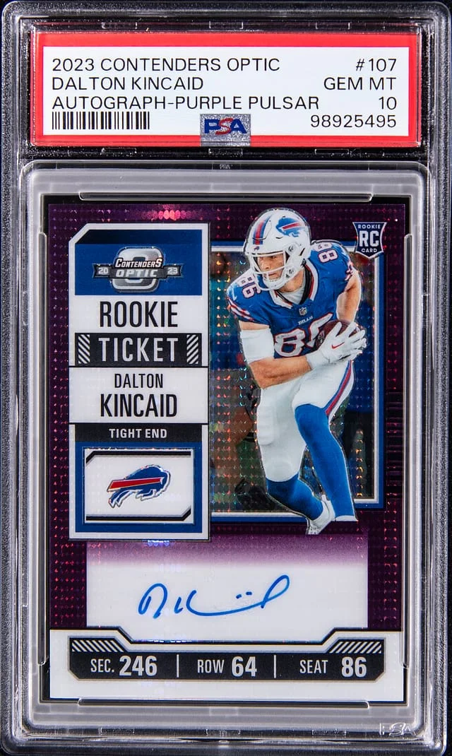 2023 Panini Contenders Optic Dalton Kincaid Autograph Purple Pulsar #107 card image