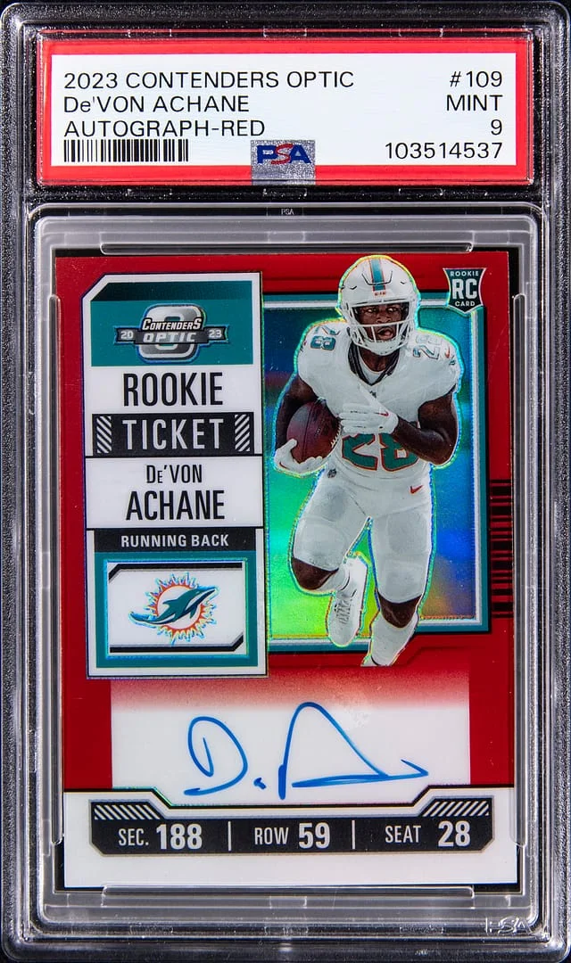 2023 Panini Contenders Optic De'Von Achane Autograph Red #109 card image