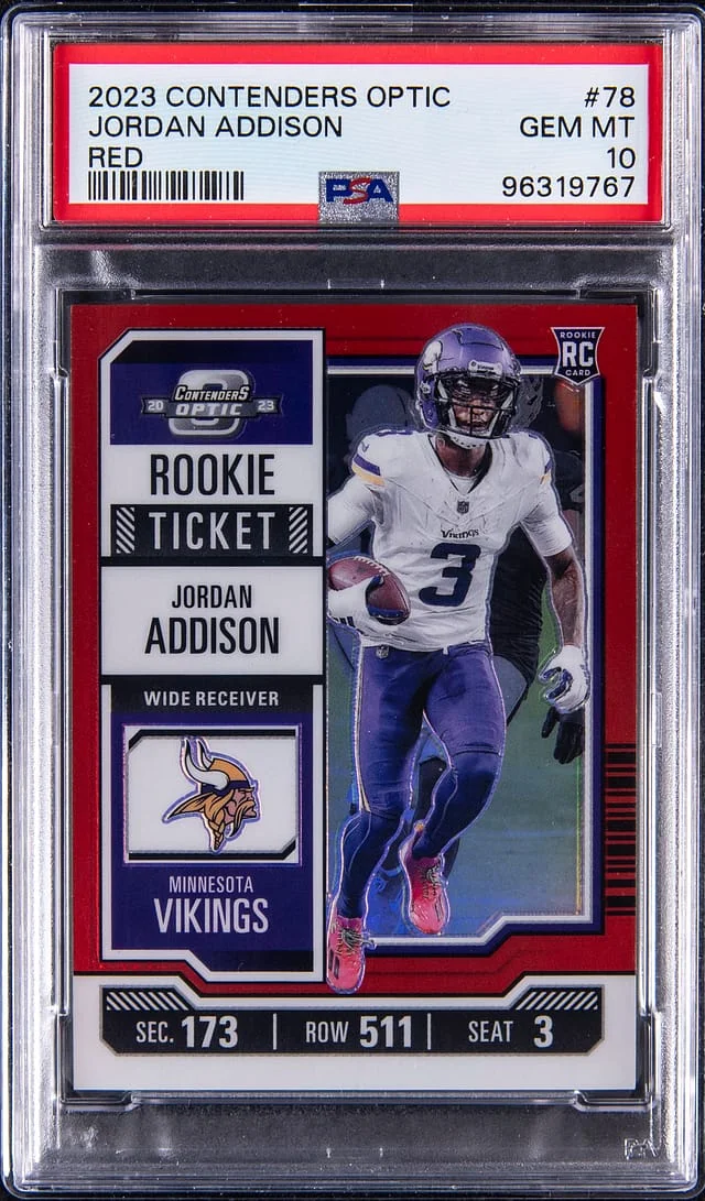 2023 Panini Contenders Optic Jordan Addison Ticket Red #78 card image