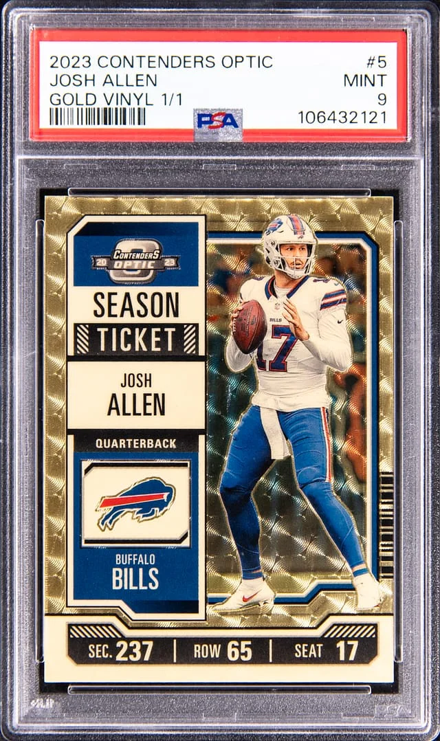 2023 Panini Contenders Optic Josh Allen Gold Vinyl #5 card image