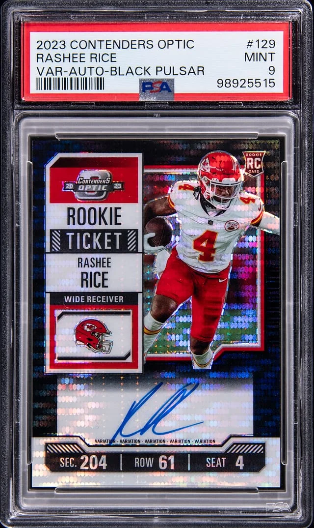 2023 Panini Contenders Optic Rashee Rice Variation Autograph Black Pulsar #129 card image