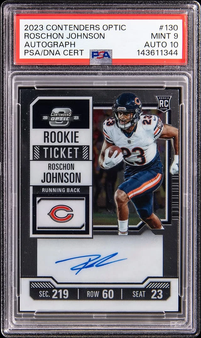 2023 Panini Contenders Optic Roschon Johnson Ticket Autograph #130 card image