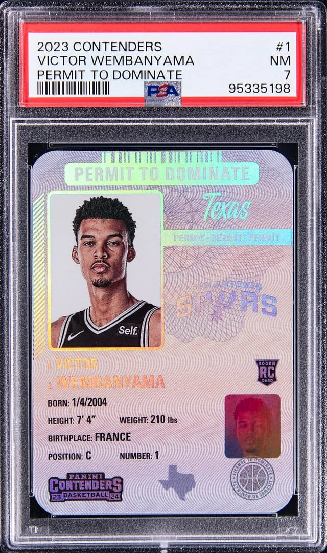2023 Panini Contenders Victor Wembanyama Permit to Dominate #1 card image