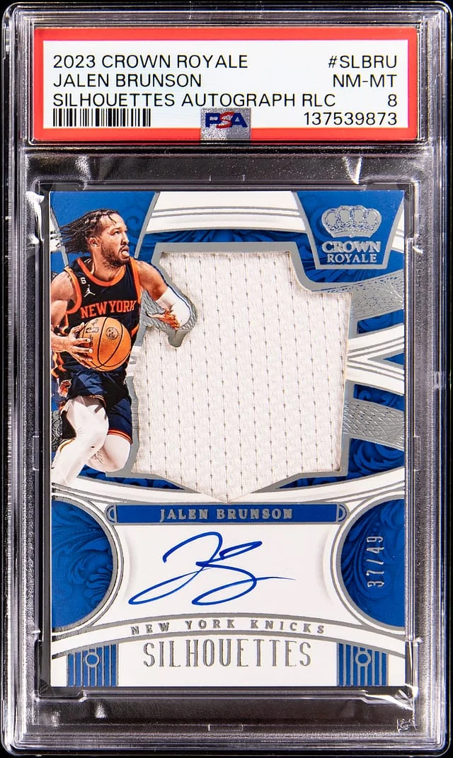 2023 Panini Crown Royale Jalen Brunson Silhouettes Autograph Relics #SLBRU card image