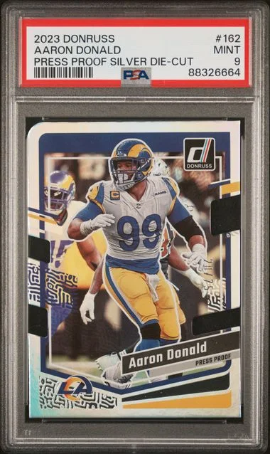 2023 Panini Donruss Aaron Donald Press Proof Silver Die-Cut #162 card image