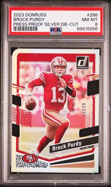 2023 Panini Donruss Brock Purdy Press Proof Silver Die-Cut #266 card image