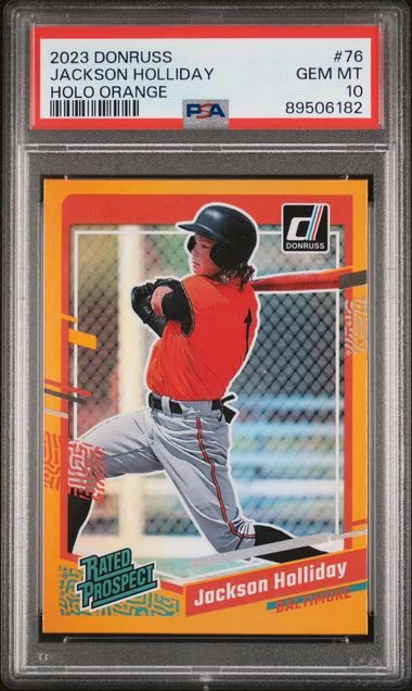 2023 Panini Donruss Jackson Holliday Holo Orange Rated Prospect #76 card image