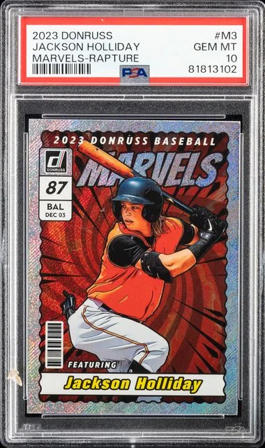 2023 Panini Donruss Jackson Holliday Marvels Rapture #M3 card image