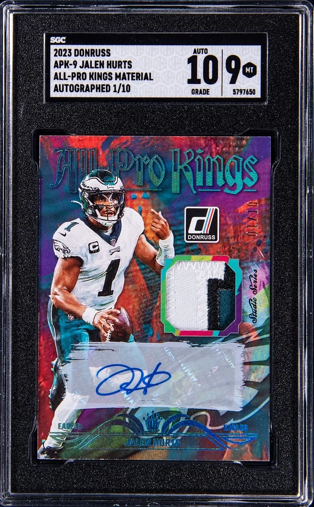 2023 Panini Donruss Jalen Hurts All-Pro Kings Material Autographed #APK-9 card image