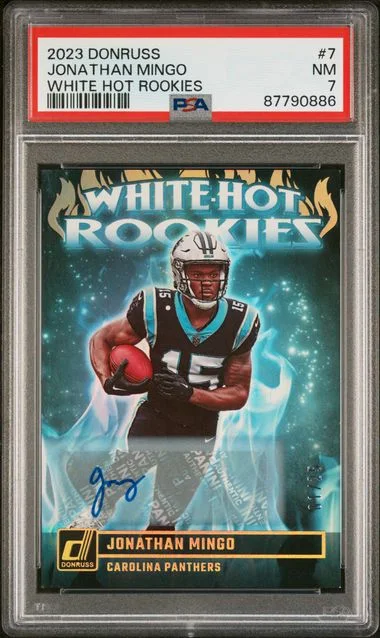 2023 Panini Donruss Jonathan Mingo White Hot Rookies Autograph #7 card image