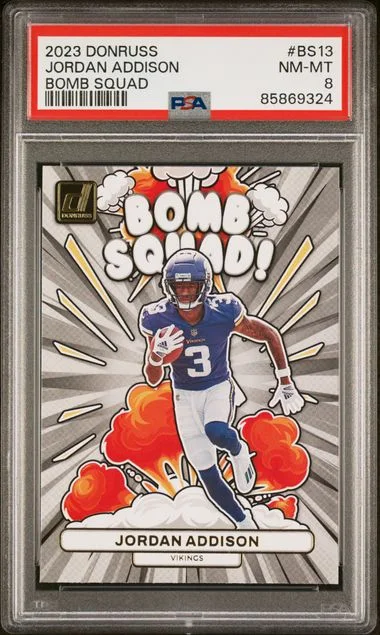 2023 Panini Donruss Jordan Addison Bomb Squad #BS13 card image