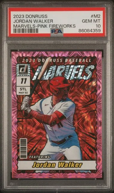 2023 Panini Donruss Jordan Walker Marvels Pink Fireworks #M2 card image