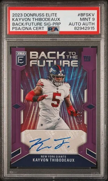 2023 Panini Donruss Kayvon Thibodeaux Elite Back To The Future Signature Purple #BFSKV card image
