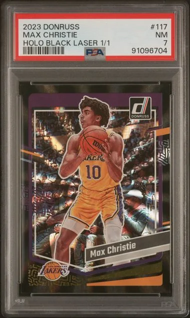 2023 Panini Donruss Max Christie Holo Black Laser #117 card image