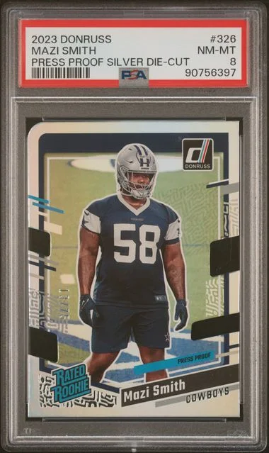 2023 Panini Donruss Mazi Smith Press Proof Silver Die-Cut Rated #326 card image