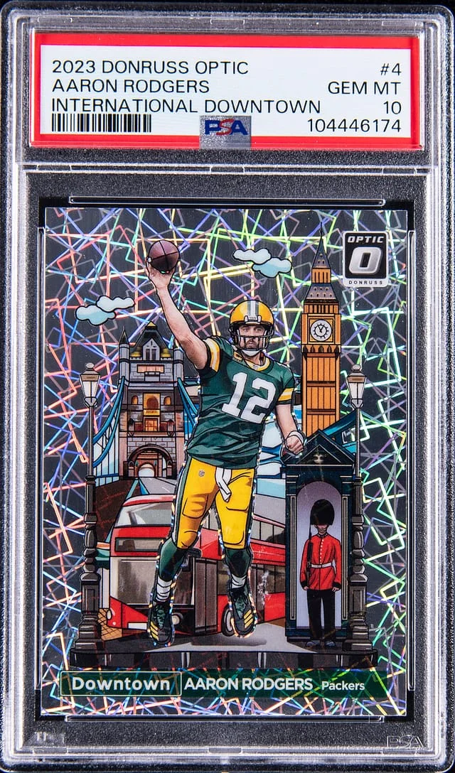 2023 Panini Donruss Optic Aaron Rodgers International Downtown #4 card image