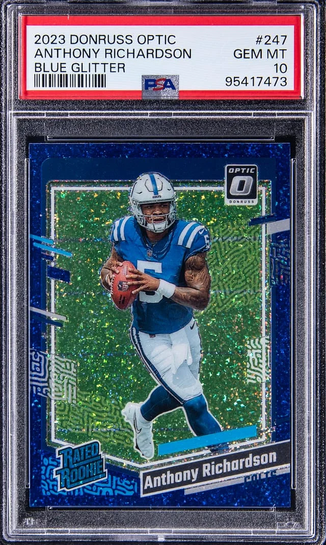 2023 Panini Donruss Optic Anthony Richardson Blue Glitter #247 card image