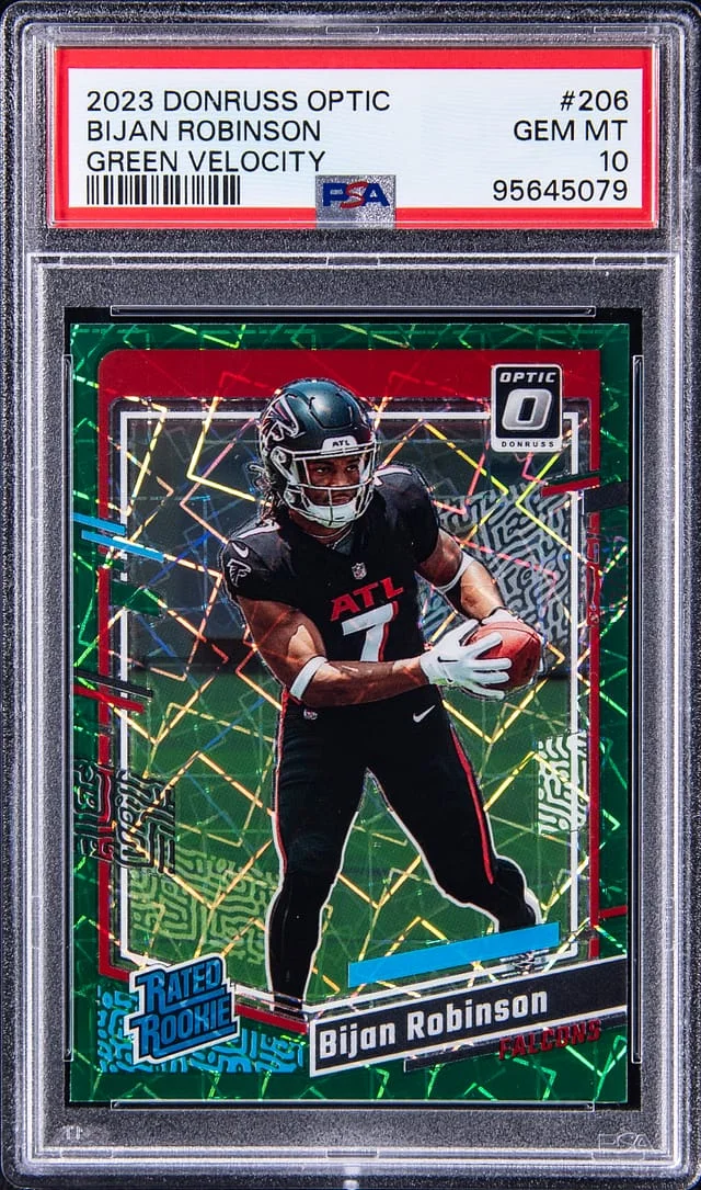 2023 Panini Donruss Optic Bijan Robinson Green Velocity #206 card image