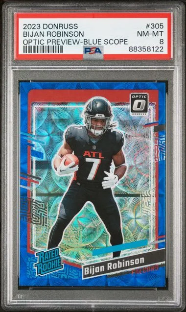 2023 Panini Donruss Optic Bijan Robinson Preview-Blue Scope Rated #305 card image