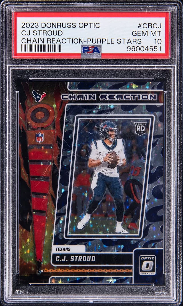 2023 Panini Donruss Optic CJ Stroud Chain Reaction Purple Stars #CRCJ card image