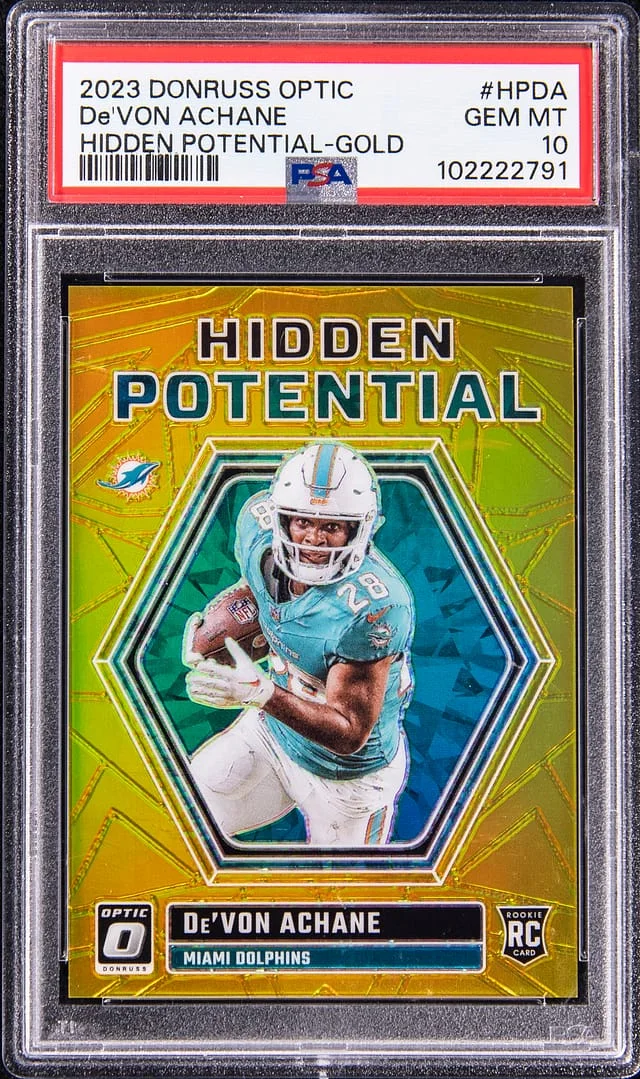 2023 Panini Donruss Optic De'Von Achane Hidden Potential Gold #HP-DA card image