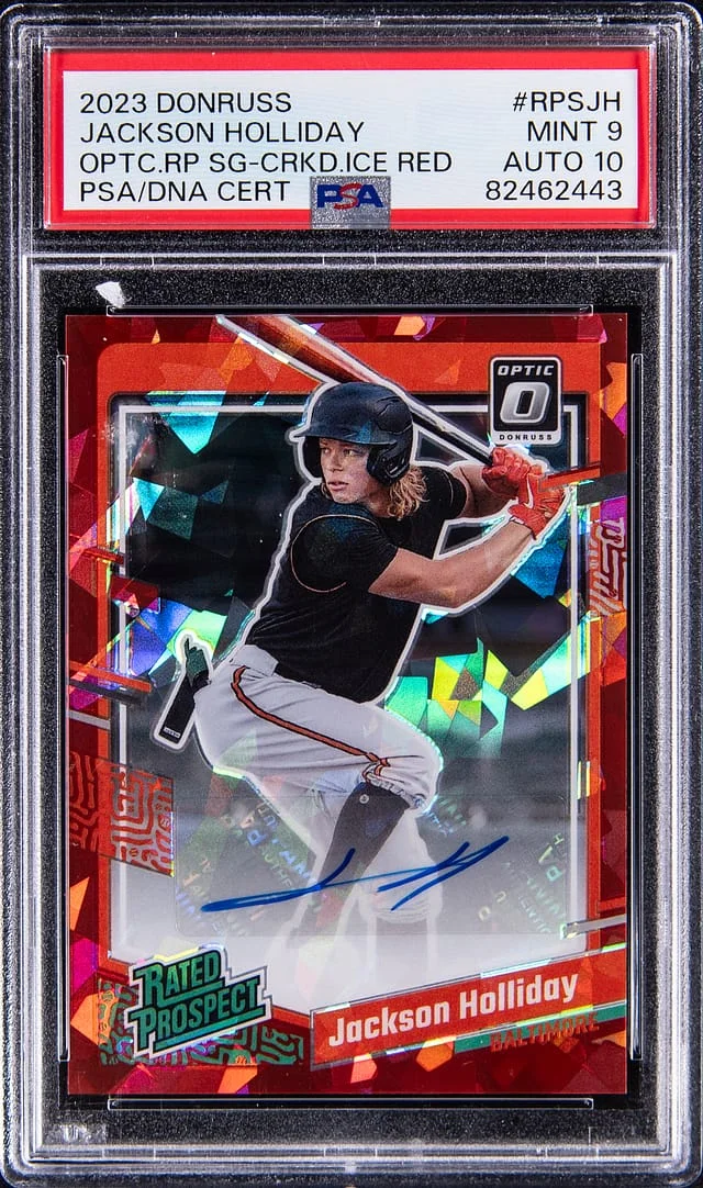 2023 Panini Donruss Optic Jackson Holliday Rated Prospect Signatures Gold Vinyl #RPS-JH card image