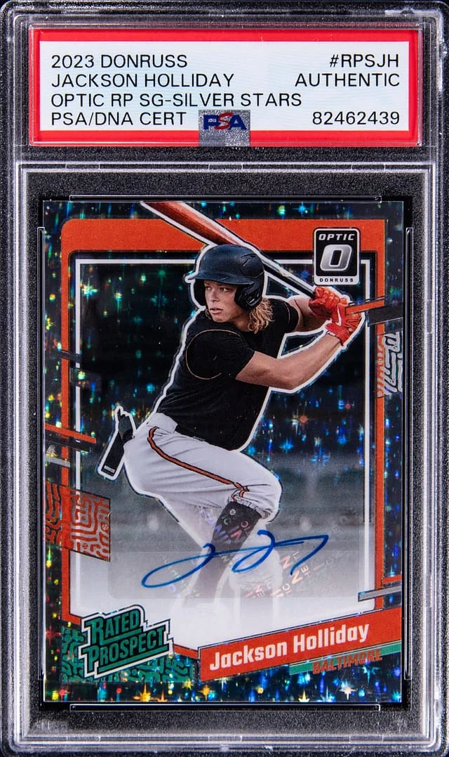 2023 Panini Donruss Optic Jackson Holliday Rated Prospect Signature Carolina Blue #RPSJH card image