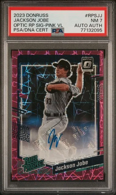 2023 Panini Donruss Optic Jackson Jobe Rated Prospect Signatures Pink Velocity #RPS-JJ card image