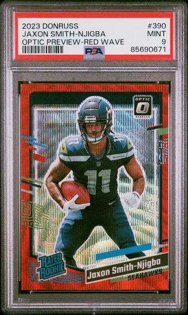 2023 Panini Donruss Optic Jaxon Smith-Njigba Preview-Red Wave Rated #390 card image