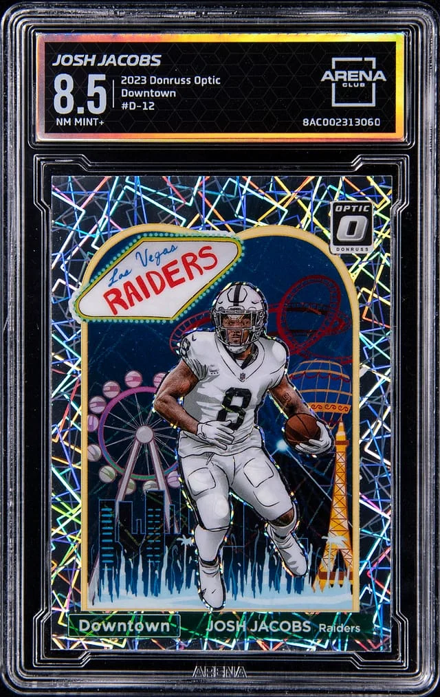 2023 Panini Donruss Optic Josh Jacobs - ACG NM-MINT+ 8.5 Downtown #D-12 card image