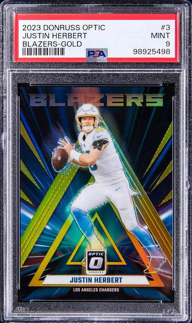 2023 Panini Donruss Optic Justin Herbert Blazers Gold #3 card image