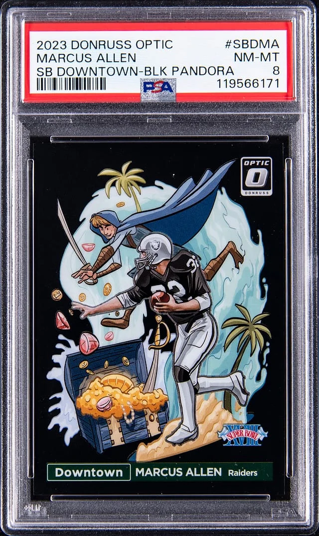 2023 Panini Donruss Optic Marcus Allen Super Bowl Downtown Black Pandora #SBDMA card image