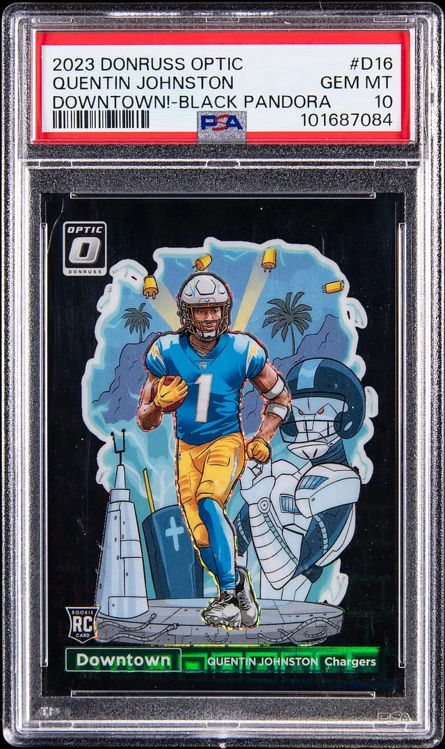 2023 Panini Donruss Optic Quentin Johnston Downtown! Black Pandora #D-16 card image