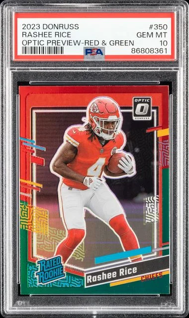 2023 Panini Donruss Optic Rashee Rice Preview-Red & Green Rated #350 card image