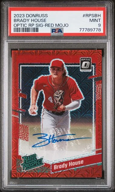 2023 Panini Donruss Optic Rated Prospect Signatures Red Mojo Rpsbh Brady House #no-number card image