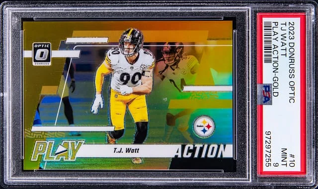 2023 Panini Donruss Optic TJ Watt Play Action-Gold Prizm #10 card image