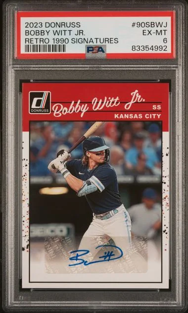 2023 Panini Donruss Signatures 90Sbwj Bobby Witt Jr. Retro #1990 card image