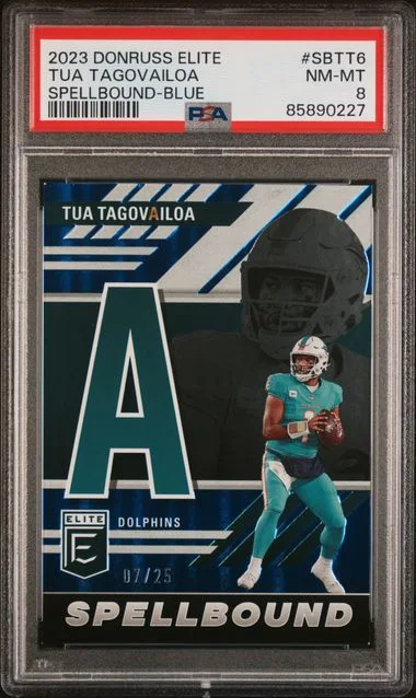 2023 Panini Donruss Tua Tagovailoa Elite Spellbound Blue #SB-TT6 card image
