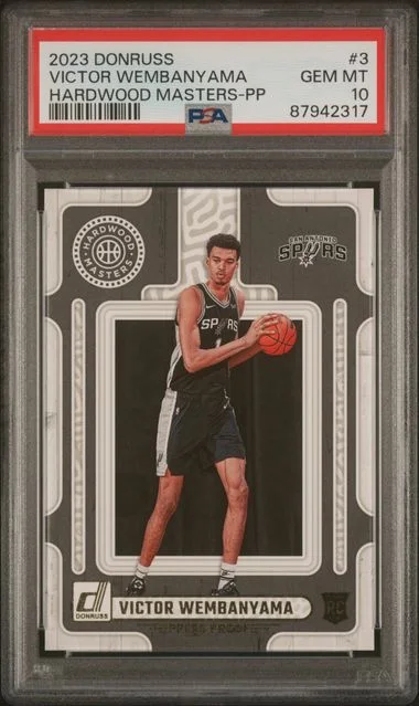 2023 Panini Donruss Victor Wembanyama Hardwood Masters Press Proof Purple #3 card image
