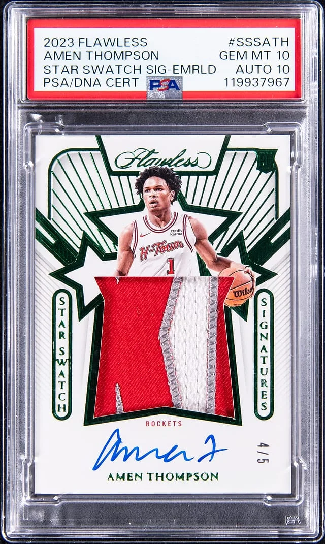 2023 Panini Flawless Amen Thompson Star Swatch Signatures #SSS-ATH card image