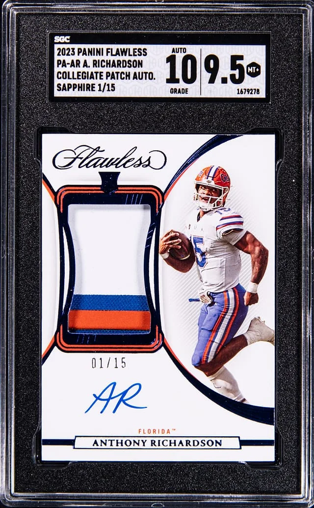 2023 Panini Flawless Anthony Richardson Collegiate Patch Autograpah Sapphire #PR-AR card image