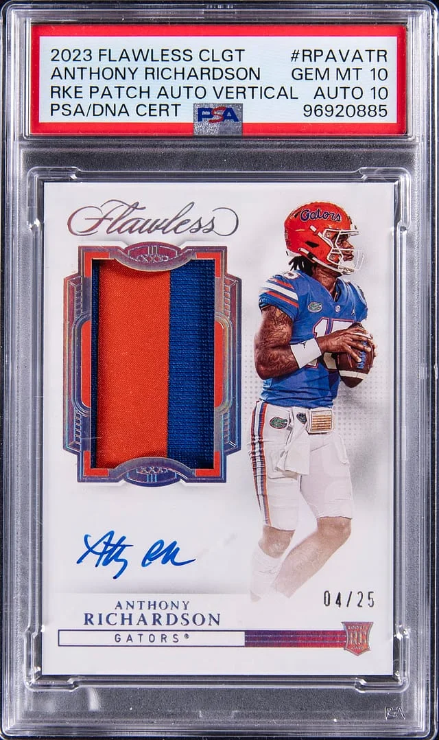 2023 Panini Flawless Anthony Richardson Collegiate Patch Autograph (RPA) Vertical #RPAV-ATR card image