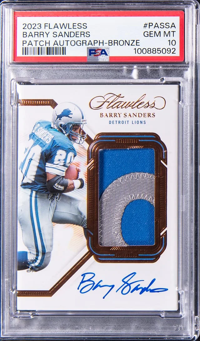 2023 Panini Flawless Barry Sanders Patch Autograph Bronze #PA-SSA card image
