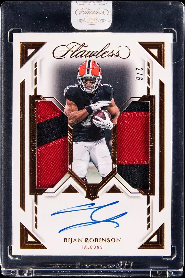 2023 Panini Flawless Bijan Robinson Dual Patch Autograph Bronze #DPA-BRN card image