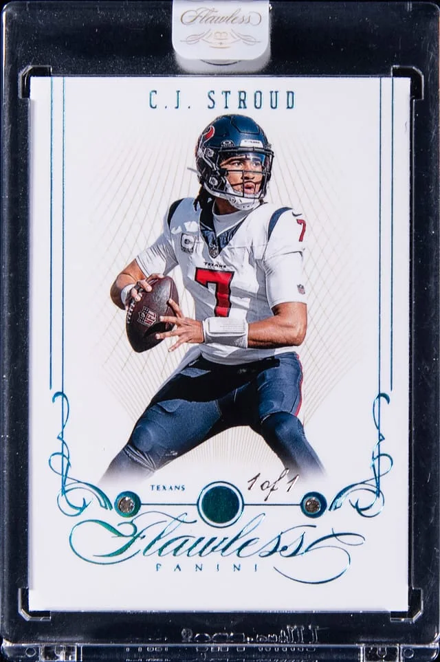 2023 Panini Flawless CJ Stroud Dual Diamond Relic - Panini Encased Anniversary Diamond Black #4 card image