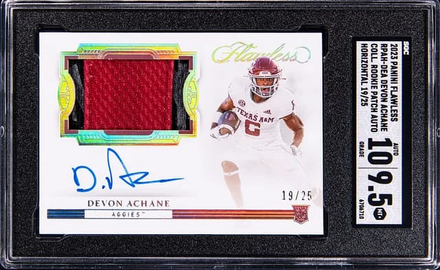 2023 Panini Flawless Devon Achane Collegiate Patch Autograph (RPA) Horizontal #RPAH-DEA card image