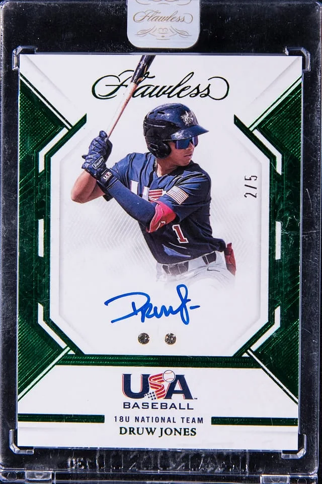 2023 Panini Flawless Druw Jones Autograph Emerald #GSR-DJ card image