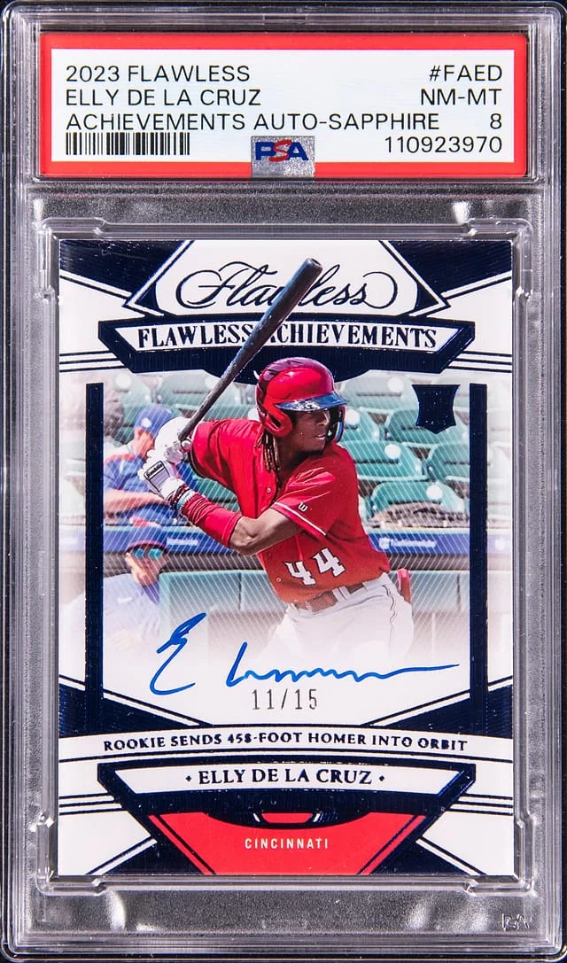 2023 Panini Flawless Elly De La Cruz Achievements Autograph-Sapphire #FAED card image