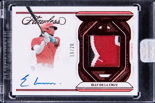 2023 Panini Flawless Elly De La Cruz Signature Materials #FSMEDC card image